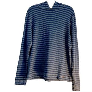 BOSS Orange Hugo Boss Small Men’s Navy & Gray Striped Hoodie Sweater